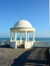 Shelter with domed roof overlooking the sea. Bexhill, Sussex, UK Royalty Free Stock Photo