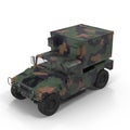 Shelter HMMWV Military Hummer on white. 3D illustration Royalty Free Stock Photo