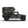 Shelter HMMWV Military Hummer on white. 3D illustration Royalty Free Stock Photo