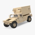 Shelter HMMWV Military Hummer on white. 3D illustration Royalty Free Stock Photo