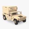 Shelter HMMWV Military Hummer on white. 3D illustration Royalty Free Stock Photo