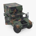 Shelter HMMWV Military Hummer on white. 3D illustration Royalty Free Stock Photo