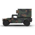 Shelter HMMWV Military Hummer on white. 3D illustration
