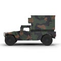 Shelter HMMWV Military Hummer on white. 3D illustration Royalty Free Stock Photo