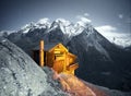 Shelter of tourists climbers in the Alps Royalty Free Stock Photo