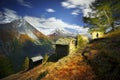 Shelter of tourists climbers in the Alps Royalty Free Stock Photo