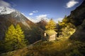 Shelter of tourists climbers in the Alps Royalty Free Stock Photo