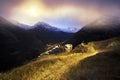 Shelter of tourists climbers in the Alps Royalty Free Stock Photo