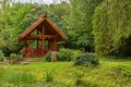 Shelter, wooden gazebo in the park