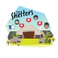 Shelters area of immigrants kid - vector illustration