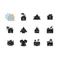 Shelters types black glyph icons set on white space