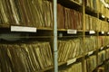 Shelves of ageing paper file records