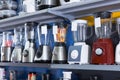 Shelves with blenders and other appliances Royalty Free Stock Photo