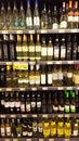 Wall shelving with wine and spirits. Shelving, shop