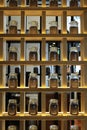 SHELVES FILLED WITH COFFEE BEANS POTS