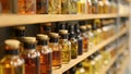 Shelves filled with unassuming bottles hold precious and unique essential oils that the perfumer uses to craft each