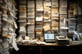 Shelves full of files in an old archive