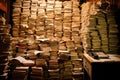 Shelves full of files in an old archive