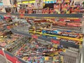 Shelves full of fireworks in a store in Berlin