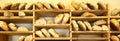 Shelves full of italian bread