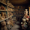 Shelves Full of Old Forgotten Stuffed Teddy Bears