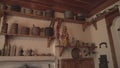Shelves in the kitchen of a poor village house