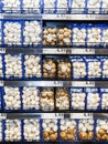 Shelves with mushroom, for sale in a supermarket