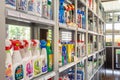 Minsk, Belarus - Nov 29, 2021: shelves in a store selling household chemicals and cosmetics cleaning products for home Royalty Free Stock Photo