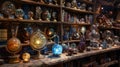 Shelves and tables overflow with mysterious artifacts each one imbued with powerful magic and steeped in the stories of Royalty Free Stock Photo