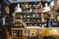 Shelves with various of wines in a liquor store