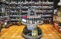 Shelves with various of wines from various vineyards