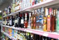 Shelves with wine, beer and soft drinks Royalty Free Stock Photo