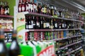 Shelves with wine, beer and soft drinks Royalty Free Stock Photo