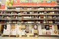 Shelves with wine inside supermarket