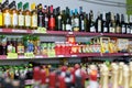 Shelves with wine and soft drinks Royalty Free Stock Photo