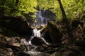 Shemakha. Azerbaijan. 05.13.2021. Beautiful Halit waterfall in the forest