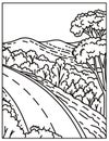 Mono line illustration of the Skyline Drive of the Shenandoah National Park Royalty Free Stock Photo