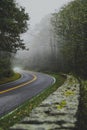 Shenandoah National Park Skyline Drive - Blue Ridge Parkway on a Foggy Morning Royalty Free Stock Photo