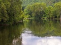 Shenandoah River South Fork with dense vegetation around its shores in Virginia, USA