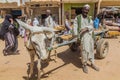 SHENDI, SUDAN - MARCH 6, 2019: Donkey cart in Shendi, Sud Royalty Free Stock Photo