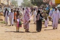 SHENDI, SUDAN - MARCH 6, 2019: People on a street in Shendi, Sud