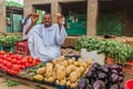 SHENDI, SUDAN - MARCH 5, 2019: Vegetable seller in Shendi, Sud Royalty Free Stock Photo