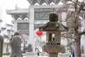 Stone carving street lamp-A corner of the park