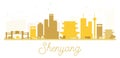 Shenyang City skyline golden silhouette.