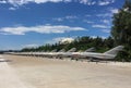 Line-up of MiG-15\'s and Shenyang J-5 jets at China Aviation Museum, Beijing Royalty Free Stock Photo