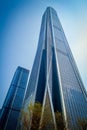 SHENZEN, CHINA - 29 JANUARY, 2017: Famous Ping An Tower as seen from street level, impressive size and elegant modern