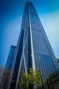 SHENZEN, CHINA - 29 JANUARY, 2017: Famous Ping An Tower as seen from street level, impressive size and elegant modern