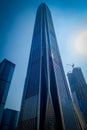 SHENZEN, CHINA - 29 JANUARY, 2017: Famous Ping An Tower as seen from street level, impressive size and elegant modern