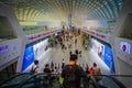 SHENZEN, CHINA - 29 JANUARY, 2017: Inside airport terminal connection halls, modern interior architecture design, glass