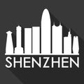 Shenzhen China Asia Icon Vector Art Flat Shadow Design Skyline City Silhouette Black Background Royalty Free Stock Photo